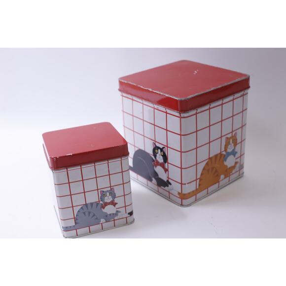 Funny Cats, Tin Box, Set of 2, Vandor, 1983, Japan, Container~ 241211-WH M-19-01 - Picture 2 of 5